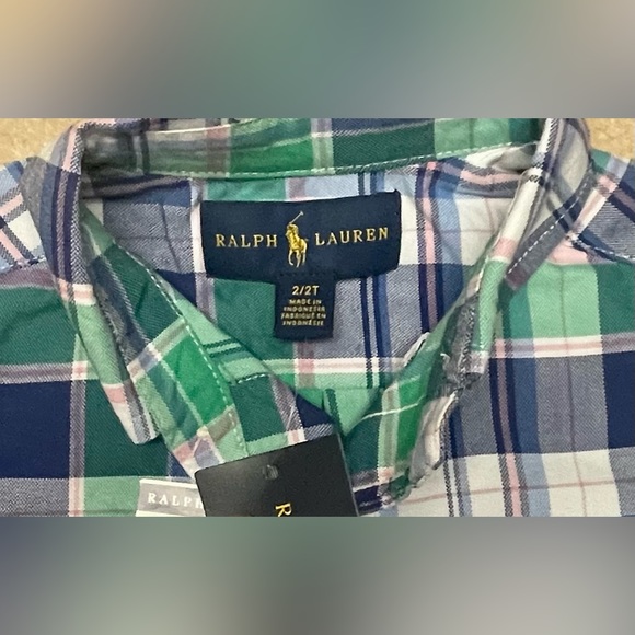 Polo Ralph Lauren Kids | Plaid Poplin Short Sleeve Shirt | 2T - Picture 3 of 3